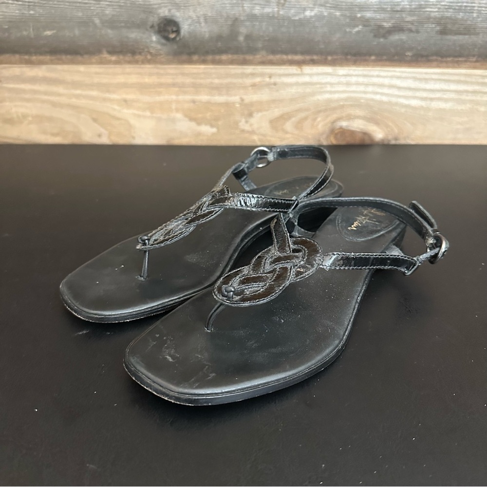 Cole Haan Black Patent Leather Infinity Knot Slingback Sandals Women’s 8.5